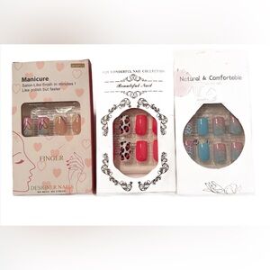 Colorful Designer Nail Set press on Trio